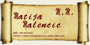 Matija Malenčić vizit kartica